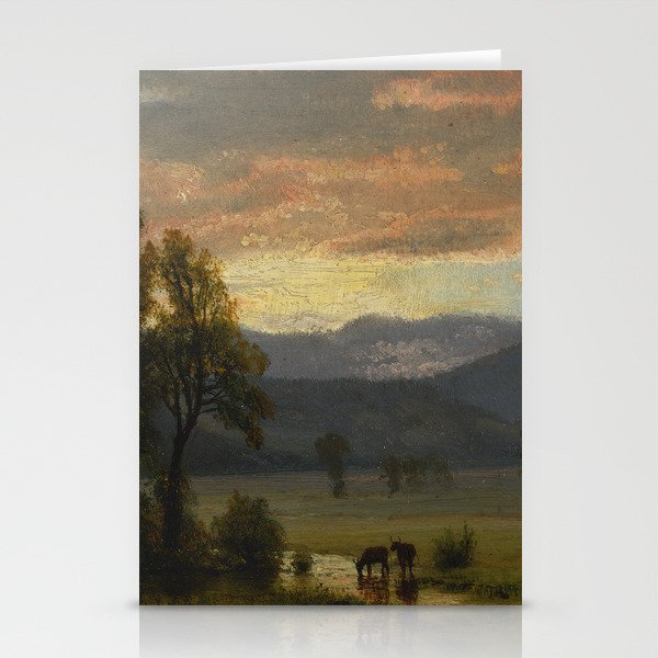 Albert Bierstadt - Landscape with cattle Stationery Cards