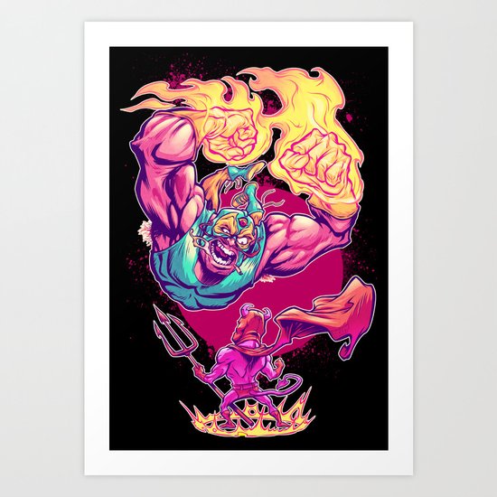 LUCHADORO VS EL DIABLO Art Print