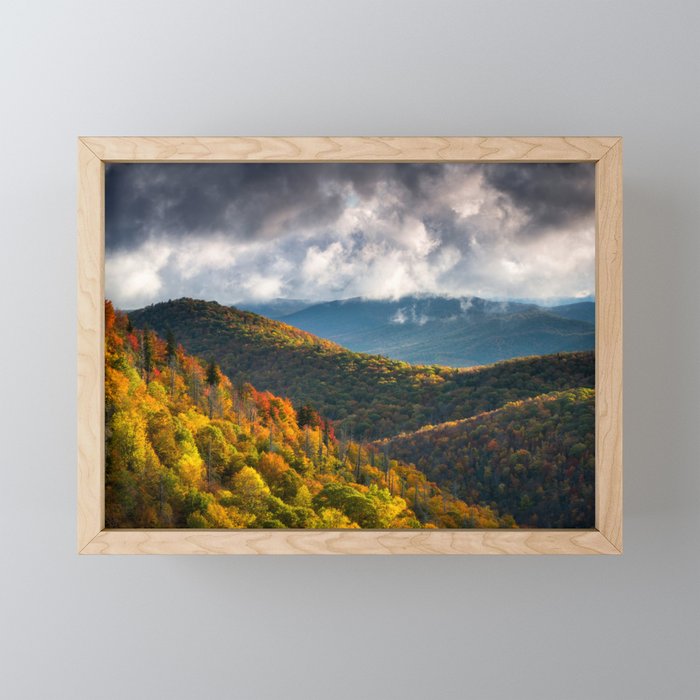 Blue Ridge Parkway North Carolina Mountains Autumn Landscape Photography Asheville NC Framed Mini Art Print