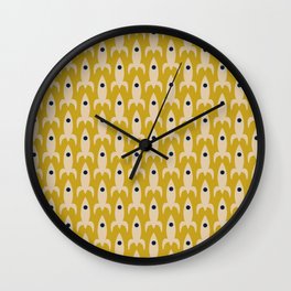Space Age Rocket Ships - Atomic Age Mid-Century Modern Pattern in Mid Mod Beige and Mustard Wall Clock