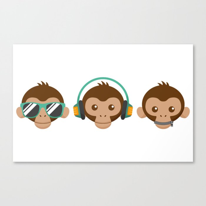 Three Monkeys Canvas Print