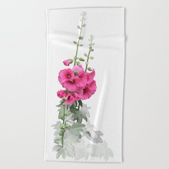 Pink flowers, watercolors Beach Towel