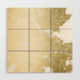 Amsterdam Gold on White Street Map Wood Wall Art