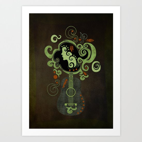 guitar portrait Art Print