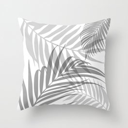 Grey Palm Leaf Throw Pillow