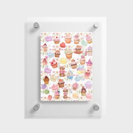 Sweet Cupcakes And Macarons Pattern Design Floating Acrylic Print