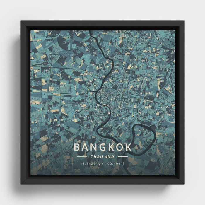 Bangkok, Thailand - Cream Blue Framed Canvas