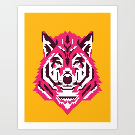 Geometric wolf Art Print