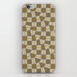 Warped Checkerboard Grid Illustration Ochre Yellow Gold iPhone Skin