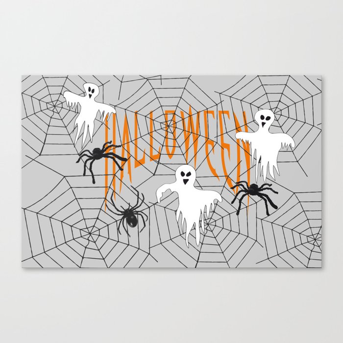 Ghost Halloween Spider Canvas Print