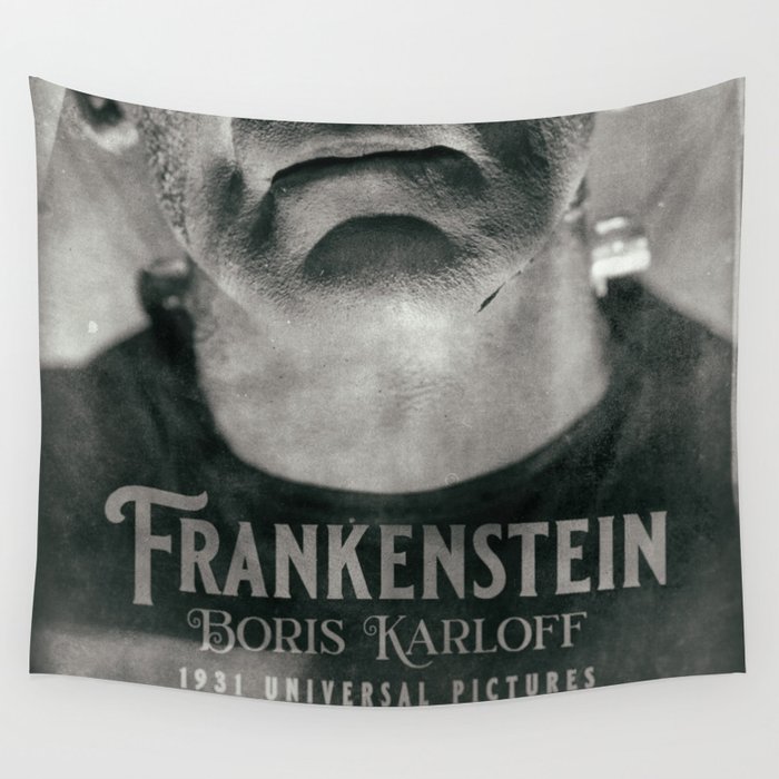 Frankenstein Vintage Movie Poster Boris Karloff Horror Film Mary Shelley Book Cover Wall Tapestry By Stefanoreves Society6