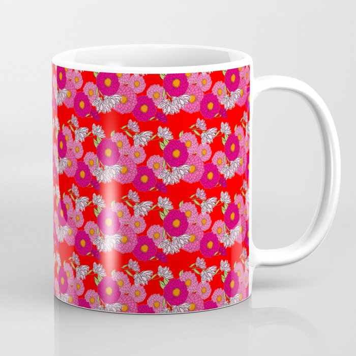 Retro Mums Midcentury Modern Wallpaper Mini Red Coffee Mug