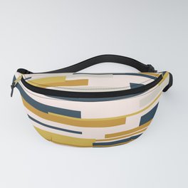 Wright 2 Geometric Midcentury Modern Pattern in Navy Blue, Mustard, Taupe, and Pale Millennial Pink Fanny Pack