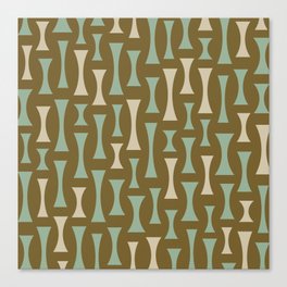 Retro Mid Century Modern Abstract Pattern 639 Green Blue and Linen White Canvas Print