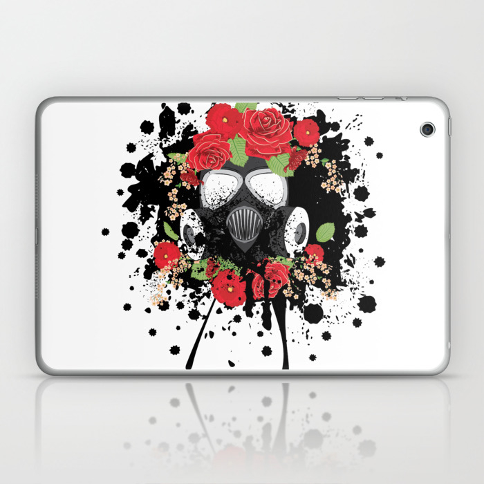 Gas Mask With Red Roses Laptop Ipad Skin By Annartshock Society6