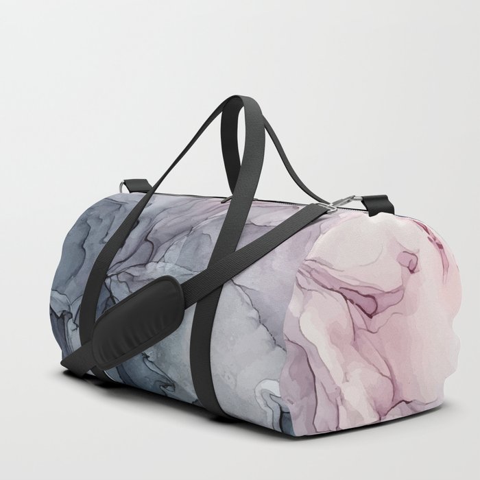 Blush and Payne's Grey Flowing Abstract Painting Duffle Bag
