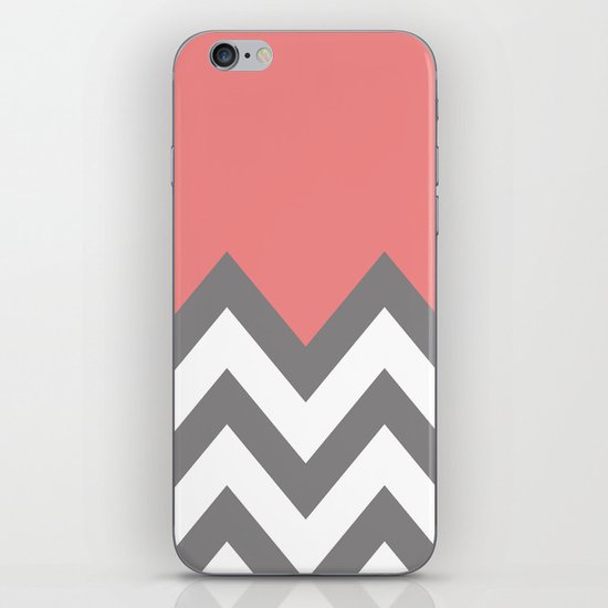 CORAL COLORBLOCK CHEVRON iPhone & iPod Skin