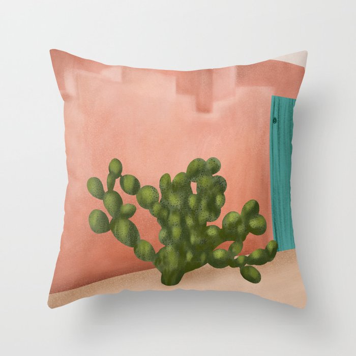 Strong Desert Cactus Throw Pillow