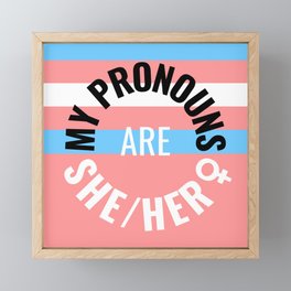 My Pronouns Are She/Her | Trans Woman | Transgender Woman | Trans Flag Framed Mini Art Print