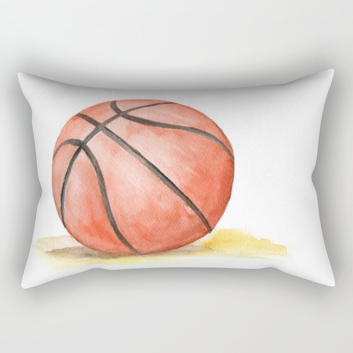 Basketball Watercolor Rectangular Pillow