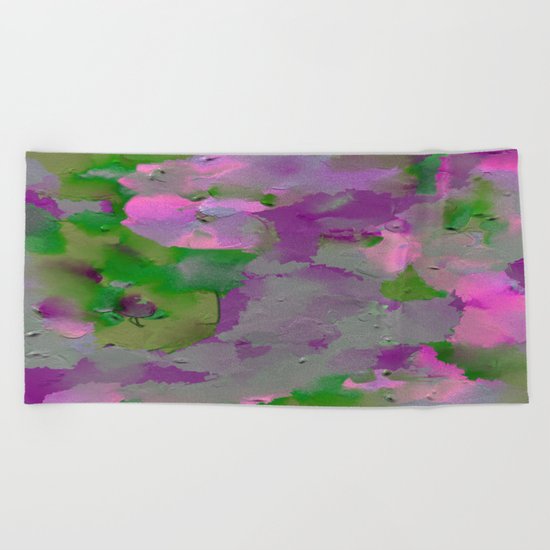 Raw Paint 1 - Purple And Green Beach Towel