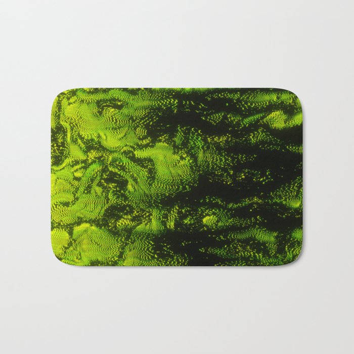 Green Jungle Glitch Distortion Bath Mat