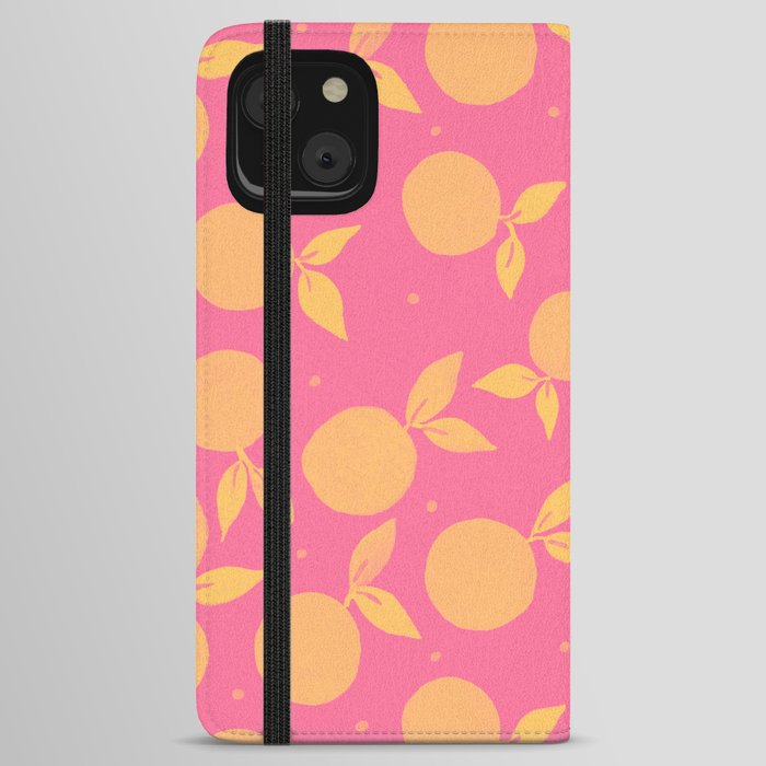 Abstract tangerine pattern - hot pink and yellow iPhone Wallet Case