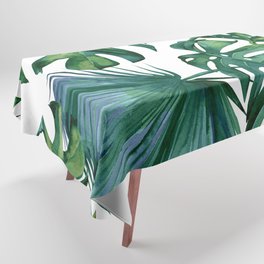 Classic Palm Leaves Tropical Jungle Green Tablecloth
