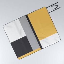 s-551-1, Black, Yellow, Grey, Bauhaus style, Geometric shapes, Modern decor, Boho style, Picnic Blanket