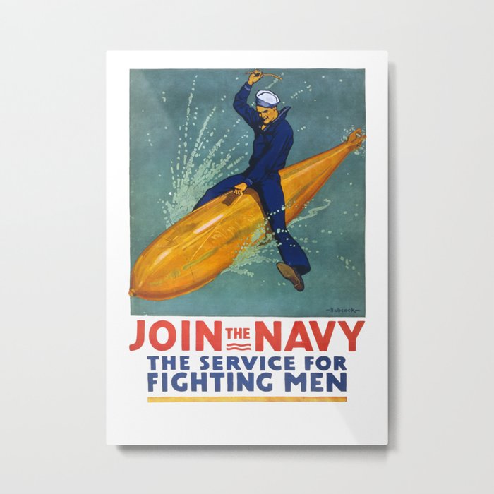 Vintage Navy Poster, 1917 Metal Print