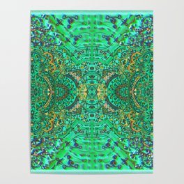 Vintage Green Mandala Pattern Poster