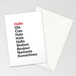 Hello in 10 Different Languages Stationery Cards | Black And White, Bonjour, Konnichiwa, Hello, Modern, Shalom, Ola, Graphicdesign, Minimalist, Quote 