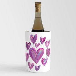 Painted Pink Hearts Wine Chiller