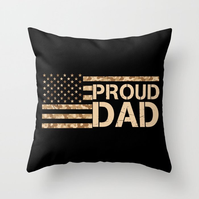 Proud Dad Patriotic American Throw Pillow