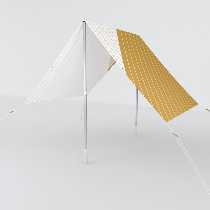 Elegant Pinstripes and Triangles White Yellow Gold Sun Shade