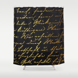 Gold manuscript Shower Curtain