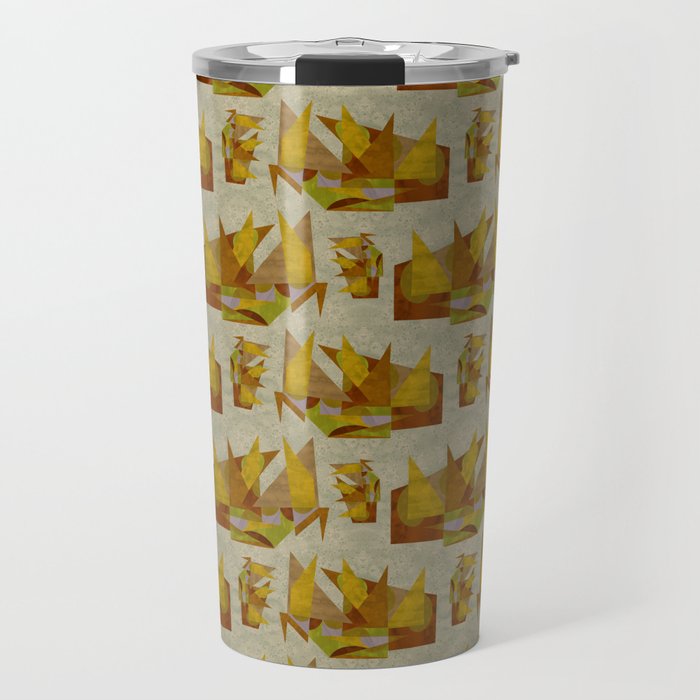 geometric pattern with abstract painting in yellow and brown colors Travel Mug