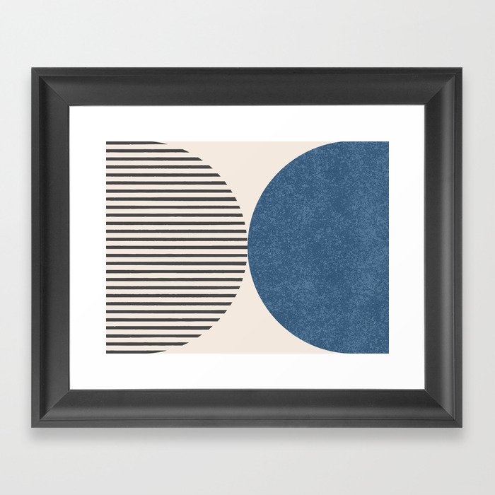 Semicircle Stripes - Blue Framed Art Print