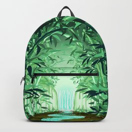 Fluorescent Waterfall on Surreal Bamboo Forest Backpack
