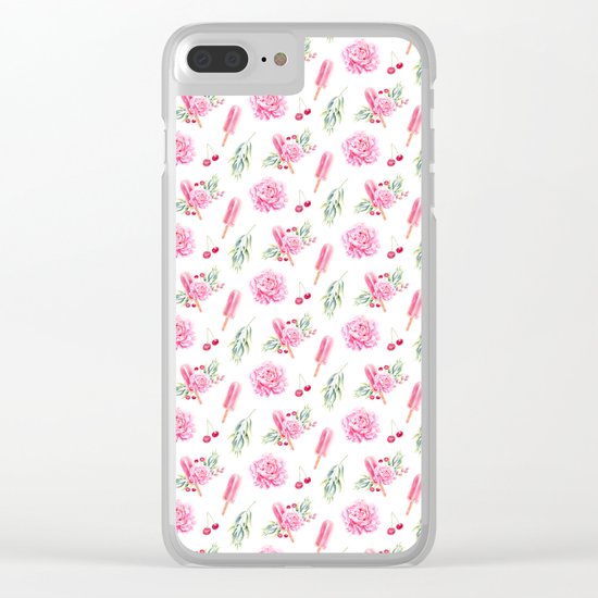 Tropical Chill Rose Pattern Clear iPhone Case
