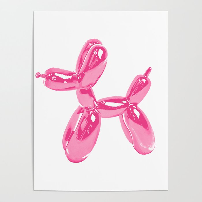 Pink Balloon Dog Pop Art | Kitsch Fun + Cute Poster