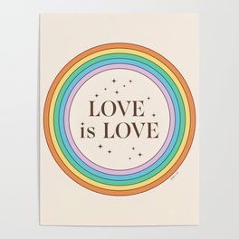 Love is Love Vintage Rainbow Beige  Poster
