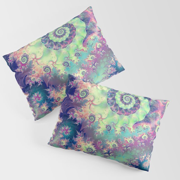 Violet Teal Sea Shells, Abstract Underwater Forest  Pillow Sham