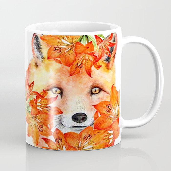 Fox and Flowers Coffee Mug