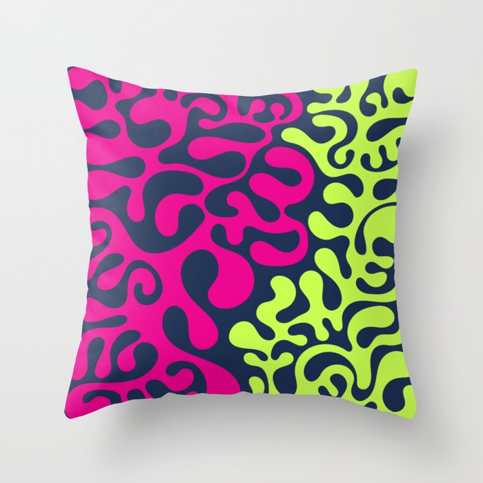 Abstract Florals - pink and green Throw Pillow