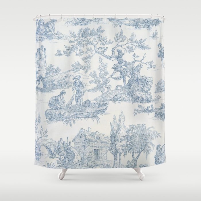 Blue toile de Jouy - 2 Shower Curtain