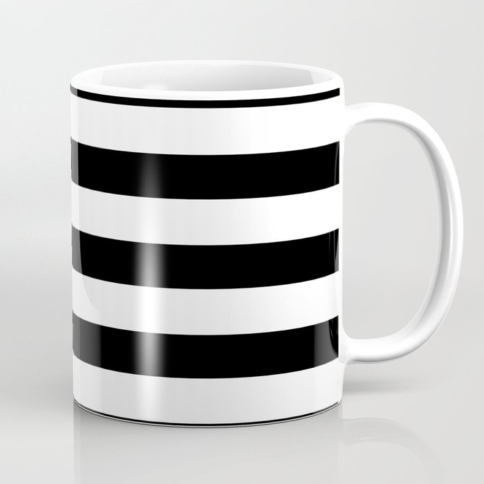 Midnight Black and White Stripes Coffee Mug