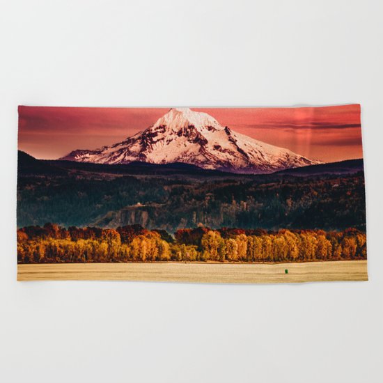 Sunset Snowy Mountain - Mt. Hood Beach Towel