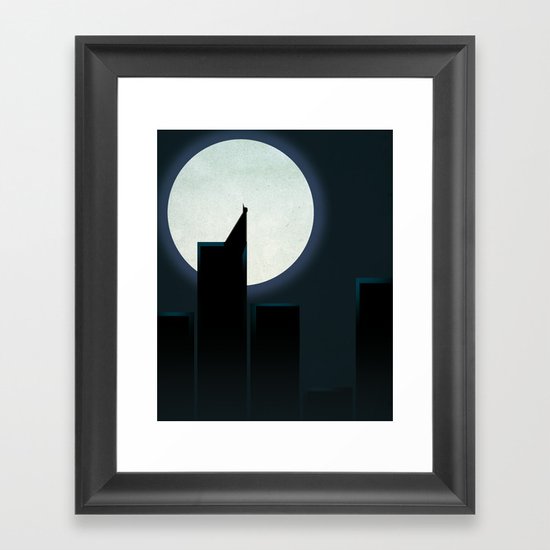 Smooth Heroes - A dark knight in front of the moon Framed Art Print