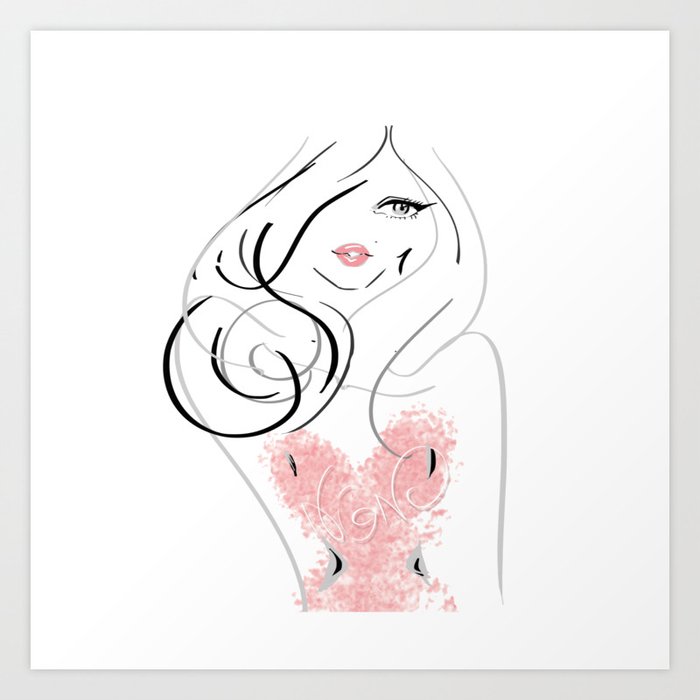 fashion illustration blush girl Art Print